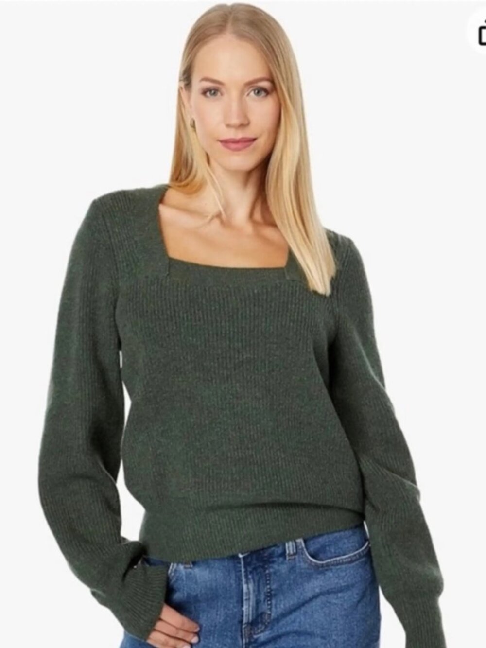 Madewell Green Square Neck Sweater Size Large